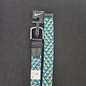 Nike Men's XL 42-44 G-Flex Woven Stretch Golf Belt Green Blue S5045925A